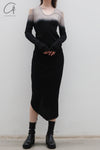 marc le bihan color block off shoulder dress 2869 E23 black/mastic black/mastic